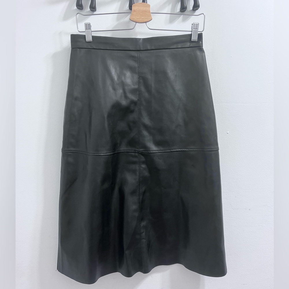 H&M vegan leather knee length skirt size 8